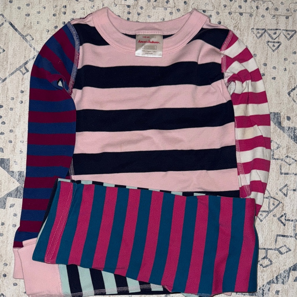 Hanna Andersson Pink and Navy Striped Pajama Set